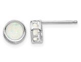 Natural Opal Solitaire Stud Earrings 3/5 carat (ctw) in 14K White Gold